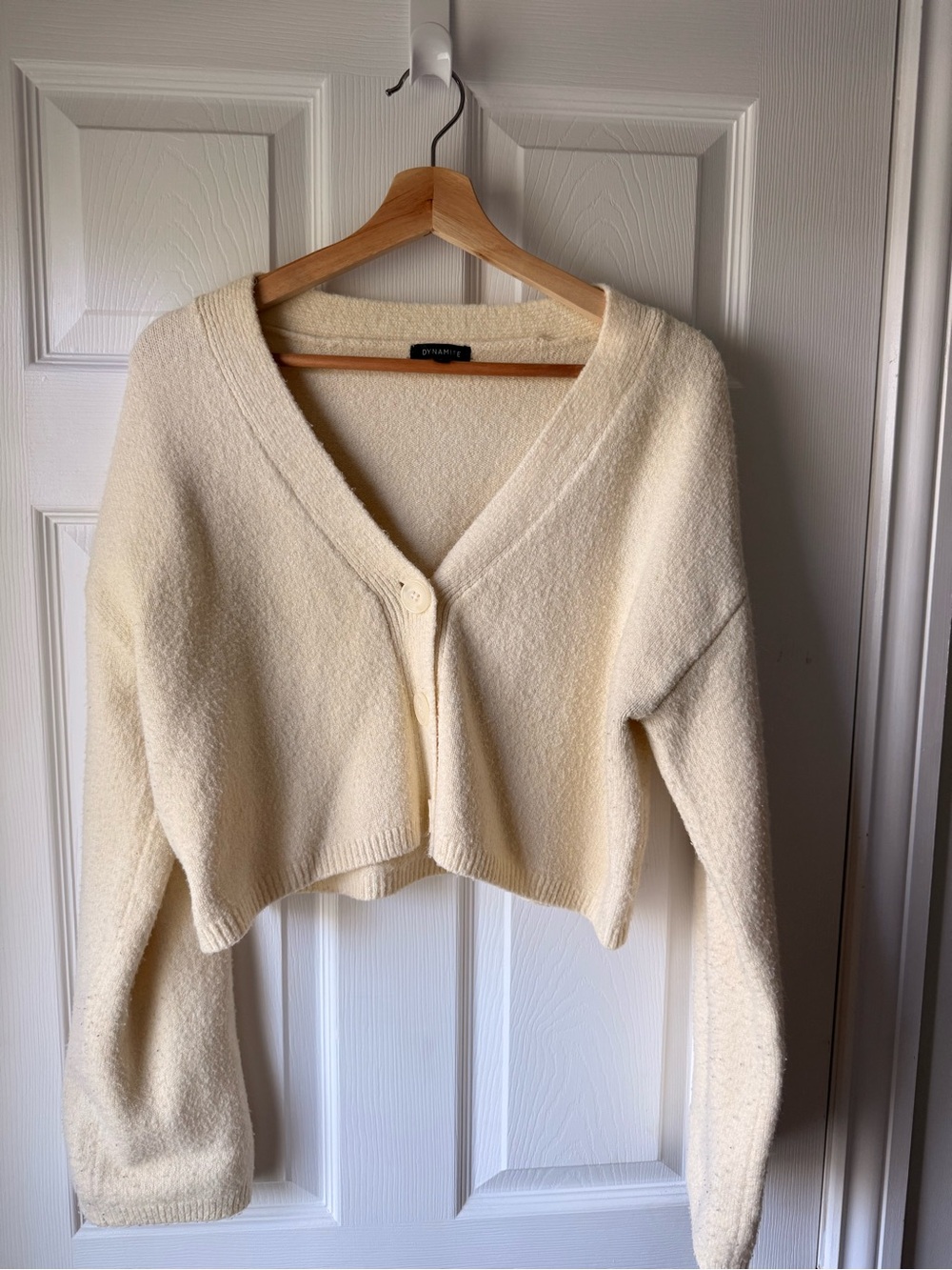 Cropped V-Neck Button-Front Sweater - Light Yellow